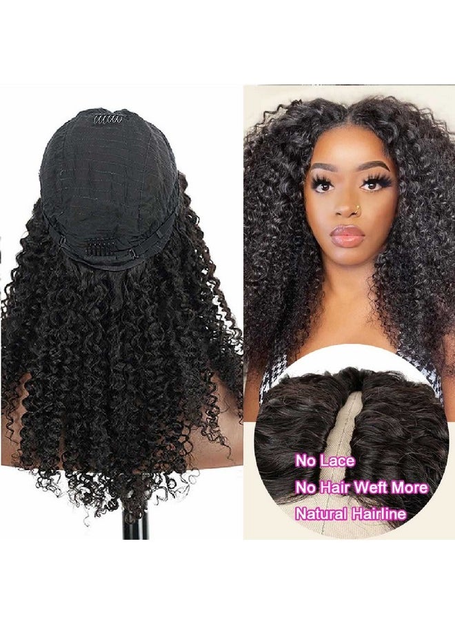 DOMISO Omiso V Part Wigs Brazilian Kinky Curly Human Hair Wigs For Black Women 180% Density Glueless V Shape Wigs No Leave Out No Sew In Upgrade U Part Wigs Full Head Clip In Natural Black Color 22 Inch  - Image 4