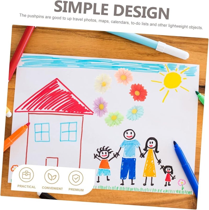 Tehaux 30 قطعة من دبابيس الإبهام الراتنجية على شكل زهرة الأقحون للوحات الفلين للمنزل والمكتب والمدرسة - Image 4