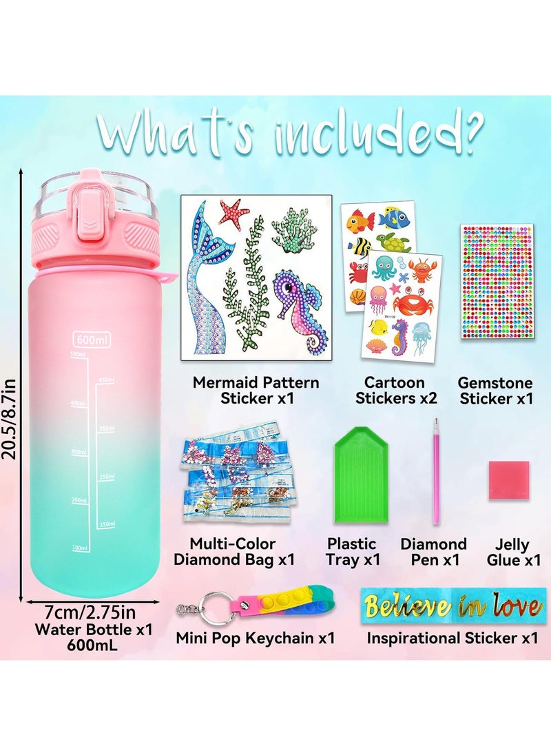 SHIXIN Children's special mermaid magic DIY rhinestone water cup - safe and can be pasted with diamonds, cute and creative, babies love to drink water! Children's water cup diamond painting stickers handmade school season gift random stickers mermaid diamond painting handmade water cup diamond painting stickers random stickers set  - Image 2