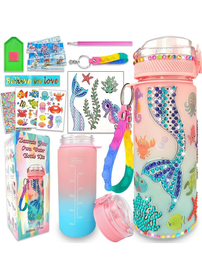 SHIXIN Children's special mermaid magic DIY rhinestone water cup - safe and can be pasted with diamonds, cute and creative, babies love to drink water! Children's water cup diamond painting stickers handmade school season gift random stickers mermaid diamond painting handmade water cup diamond painting stickers random stickers set  - Image 4