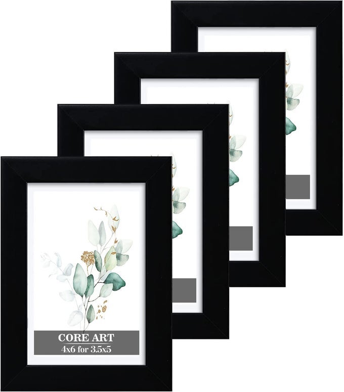 4x6 Black Picture Frame Set of 4Display Pictures 35x5 with Mat or 4 x 6 without MatMulti Photo Frames Collage for Wall or Tabletop Display