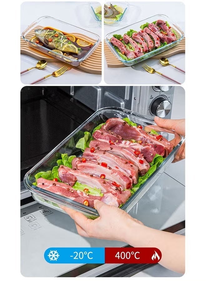 2-PCS Glass Baking Tray Set - 1L and 1.6L  for Oven Cooking- Baking and Roasting, Square Baking Pan,Borosilicate Glass Baking Dish, Dishwasher Safe loaf tray - Image 4