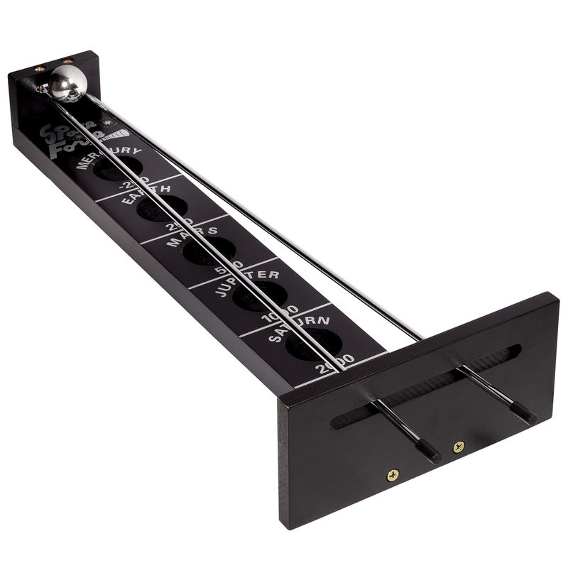WE Games Shoot The Moon Game Large 18 inches Black Stained Solid Wood Board with Metal Ball and Rods Retro Balancing Game for Family and Bar - Image 3