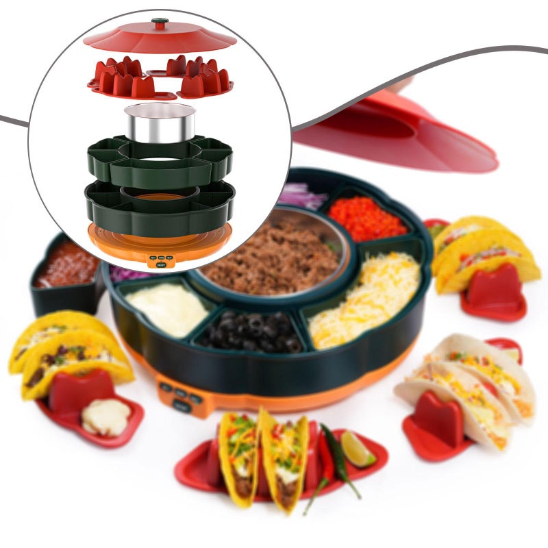 Taco Bar Serving Set With 6 Removable Trays And 360 Degree Rotating Base - Image 5