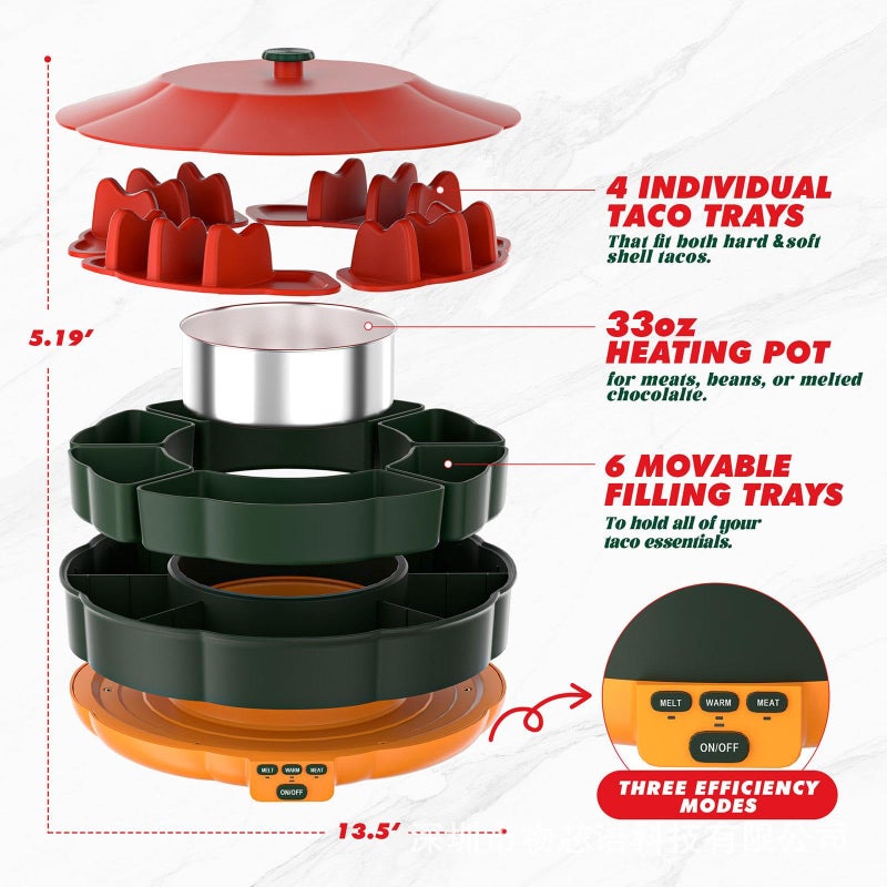 Taco Bar Serving Set With 6 Removable Trays And 360 Degree Rotating Base - Image 3