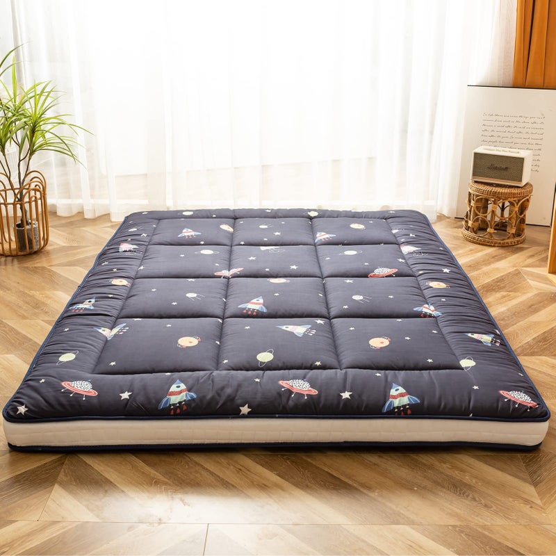 YOSHOOT Extra Thick Futon Floor Mattress Padded Japanese Folding Roll Up Mattress Sleeping Pad Foldable Camping Portable Mattress Shikibuton Bed Mattress Topper Floor Lounger Guest Bed for Couch Car 
