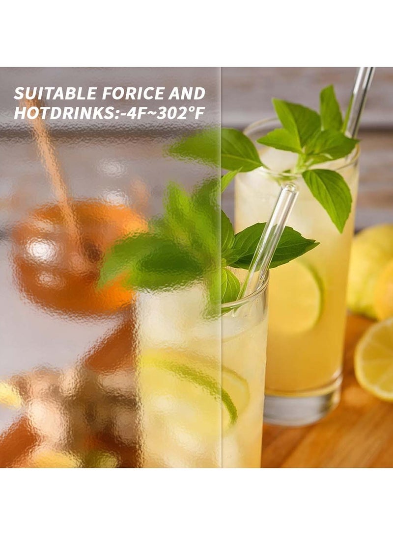 12pcs Reusable Glass Drinking Straws, Size 8.5''x10mm, Including 12pcs Reusable Glass Drinking Straws with 4 Cleaning Brushes - Perfect for Smoothies, Tea, Juice - Image 2
