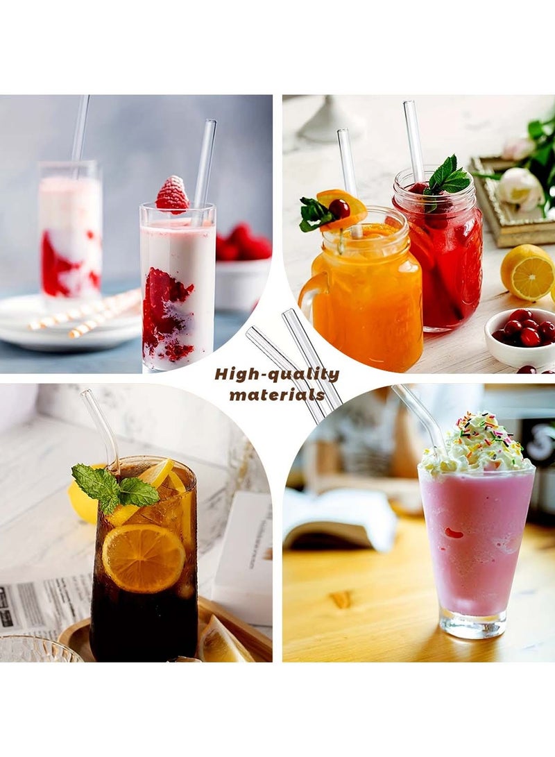 12pcs Reusable Glass Drinking Straws, Size 8.5''x10mm, Including 12pcs Reusable Glass Drinking Straws with 4 Cleaning Brushes - Perfect for Smoothies, Tea, Juice - Image 3