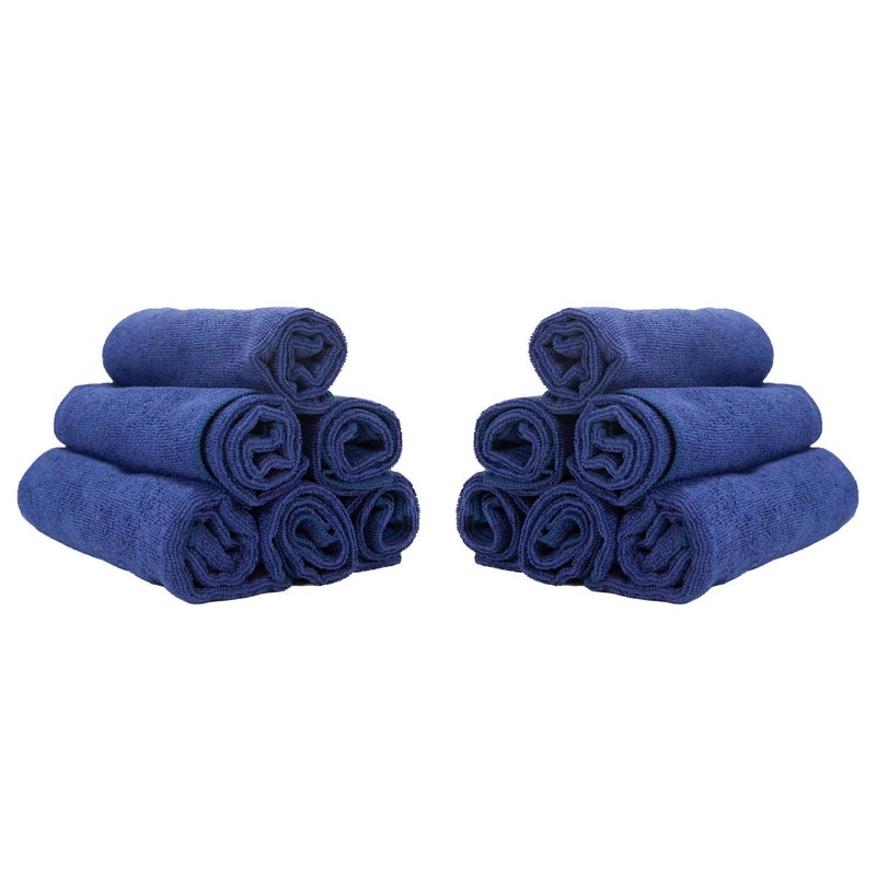 Arkwright Microfiber Gym Towel  Pack of 12 Soft Lightweight Quick Dry Hotel Quality Hand Towels Sweat Absorbent Perfect for Workout Yoga Spa Bathroom 15 x 24 in Navy