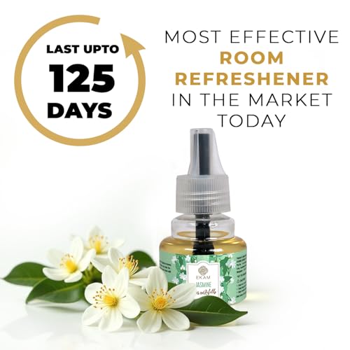 EKAM Plug-In Air Freshener Kit (Machine + 45ml Refill) | Jasmine Fragrance | Long-Lasting Aroma up to 125 Days | Ideal for Home, Rooms & Bathrooms - Image 2