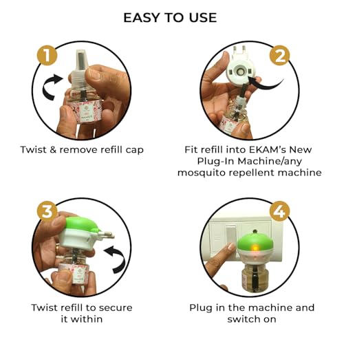 EKAM Plug-In Air Freshener Kit (Machine + 45ml Refill) | Jasmine Fragrance | Long-Lasting Aroma up to 125 Days | Ideal for Home, Rooms & Bathrooms - Image 4
