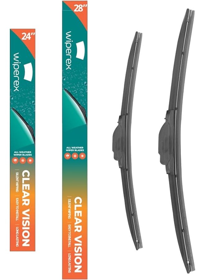 ويبيركس WiperEX 28" + 24" Wiper Blades – Silent, Streak-Free, Anti-Lift, Durable Natural Rubber Pair (Pack of 2) - Image 1