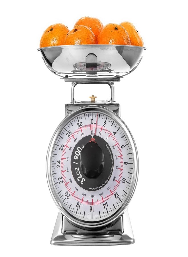 ta da Tada 2 Pound Precise Portions Analog Food Scale 32 Ounces Stainless Steel Mechanical Kitchen Scale Removable Bowl, Tare Function, Retro Style, Kitchen Friendly - Image 1