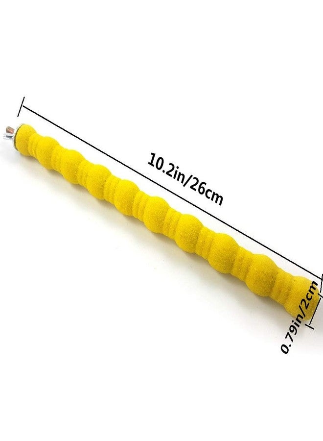Litewoo Pet Bird Perch Parrot Rough-surfaced Stand Toy Branch Nature Wood Quartz Sand Branches Nail Perch for Small Medium Birds Cockatiel Parakeet Conure Cage Accessories (Yellow, 10.2in) - Image 2