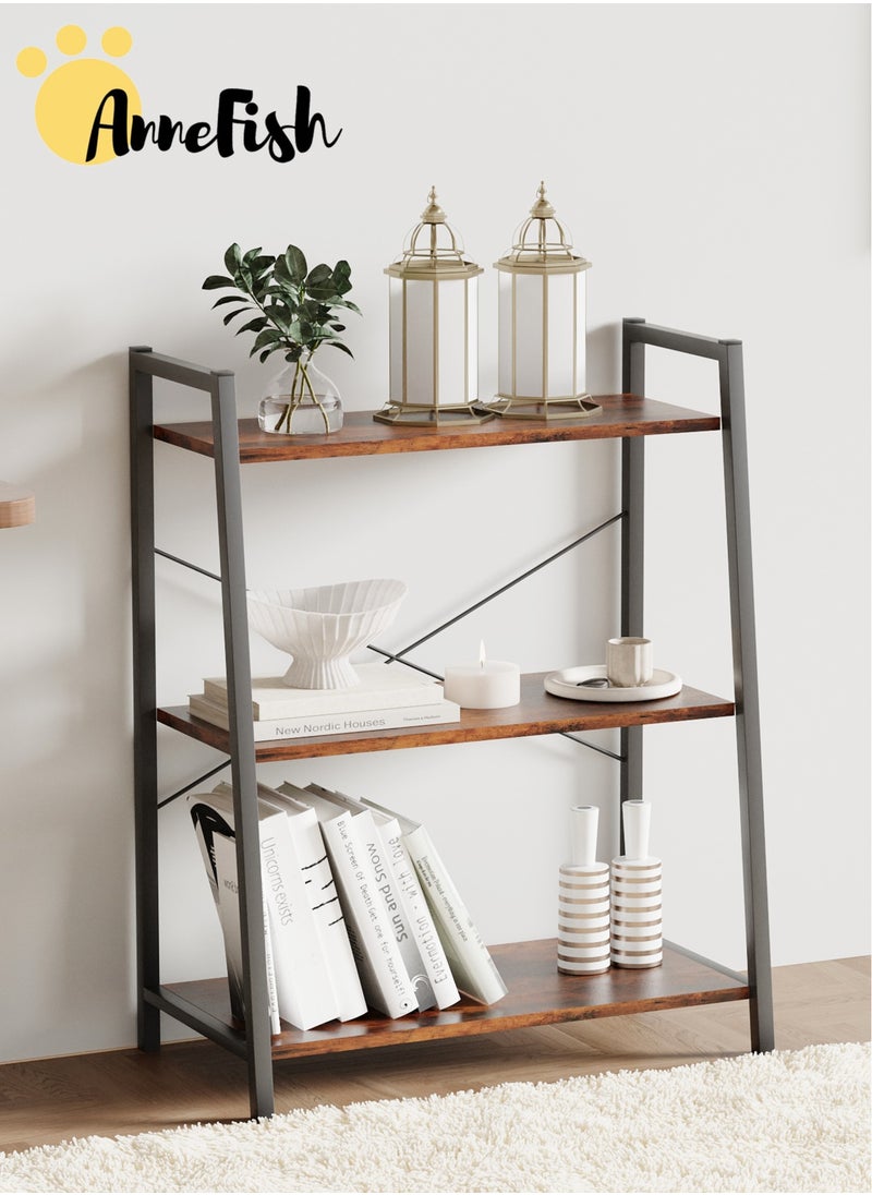 AnneFish 3 Tier Ladder Bookshelf Bookcase Storage Shelves Kitchen Bakers Rack Home Cabinet Cupboard Organizer Microwave Oven Stand For Living Room And Kitchen Easy Assembly  - Image 1