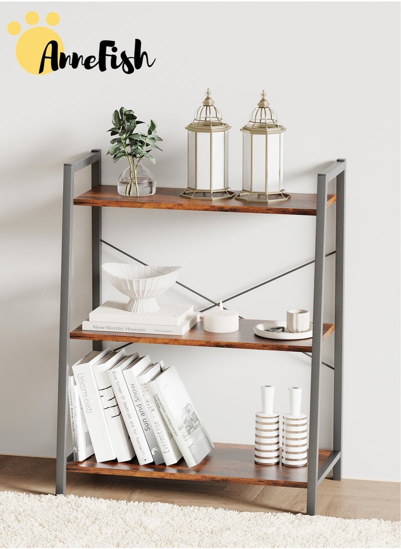 AnneFish 3 Tier Ladder Bookshelf Bookcase Storage Shelves Kitchen Bakers Rack Home Cabinet Cupboard Organizer Microwave Oven Stand For Living Room And Kitchen Easy Assembly  - Image 3