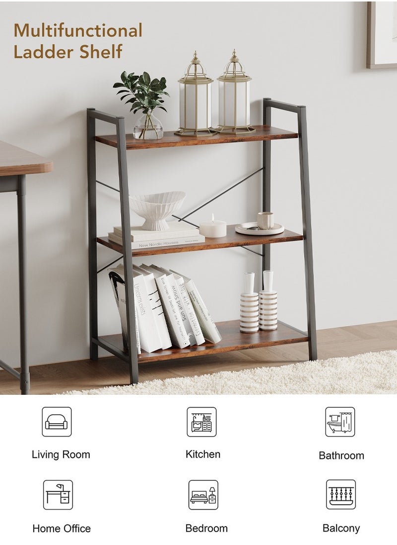 AnneFish 3 Tier Ladder Bookshelf Bookcase Storage Shelves Kitchen Bakers Rack Home Cabinet Cupboard Organizer Microwave Oven Stand For Living Room And Kitchen Easy Assembly  - Image 5