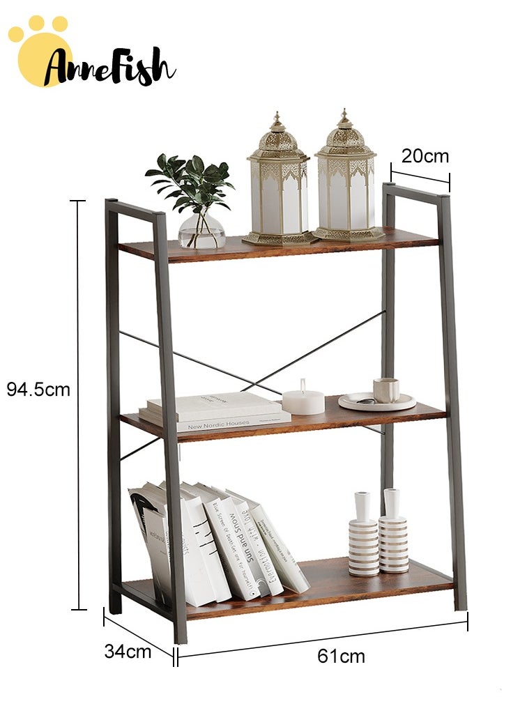 AnneFish 3 Tier Ladder Bookshelf Bookcase Storage Shelves Kitchen Bakers Rack Home Cabinet Cupboard Organizer Microwave Oven Stand For Living Room And Kitchen Easy Assembly  - Image 2