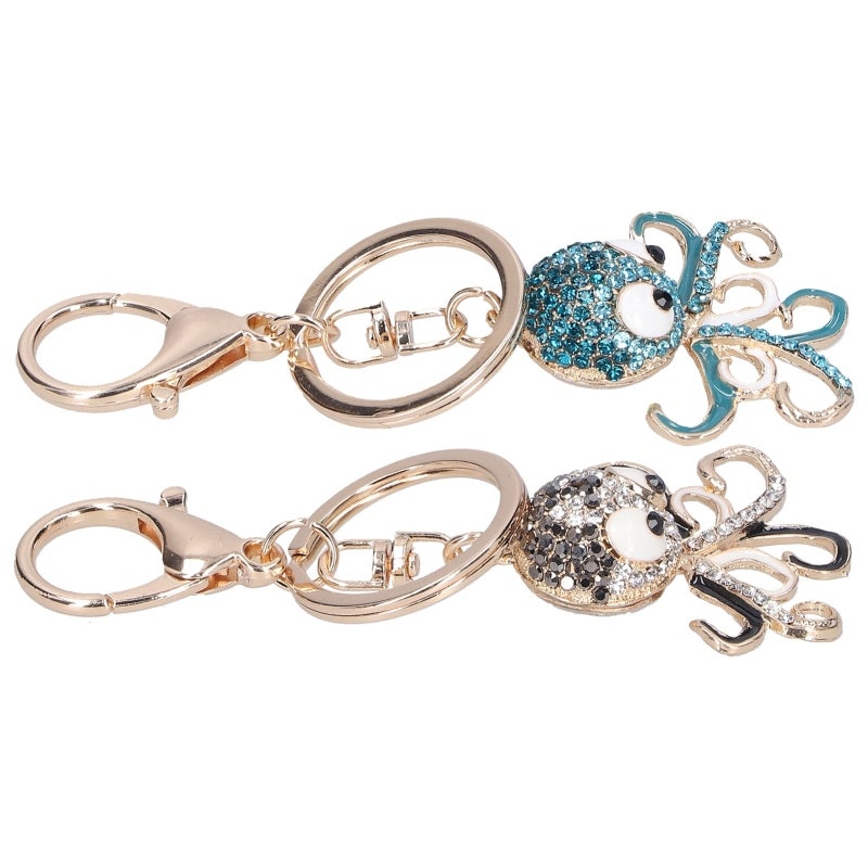 Fashion Octopus Keychain Zinc Alloy Black + Blue - Rhinestone Inlaid Exquisite Texture Bag Charm Pendant for Holiday Gifting Bag Decoration - Image 3
