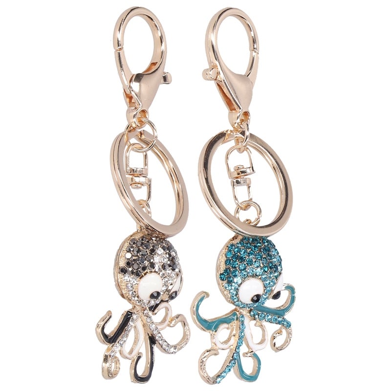 Fashion Octopus Keychain Zinc Alloy Black + Blue - Rhinestone Inlaid Exquisite Texture Bag Charm Pendant for Holiday Gifting Bag Decoration - Image 5