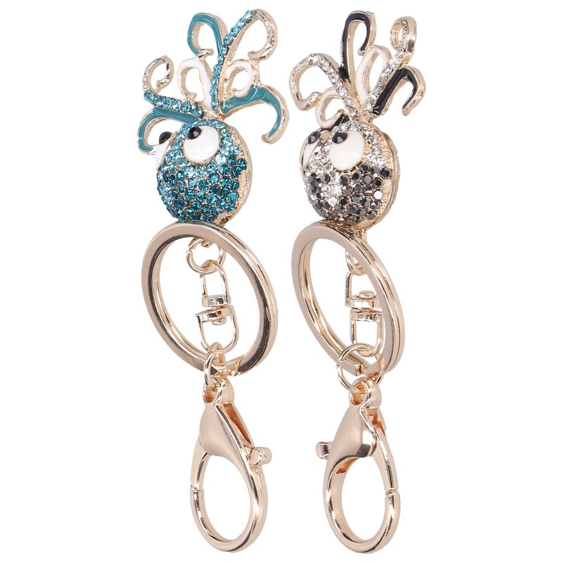 Fashion Octopus Keychain Zinc Alloy Black + Blue - Rhinestone Inlaid Exquisite Texture Bag Charm Pendant for Holiday Gifting Bag Decoration - Image 2