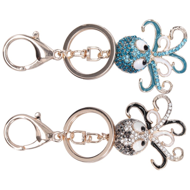 Fashion Octopus Keychain Zinc Alloy Black + Blue - Rhinestone Inlaid Exquisite Texture Bag Charm Pendant for Holiday Gifting Bag Decoration - Image 4