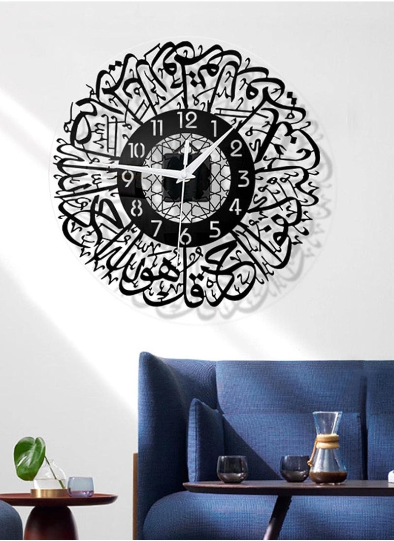Decorhills Islamic Wall Clock Silent No Tick, Large 40cm Modern Black Wall Clock for Living Room, Bedroom, Office, Prayer Room, Elegant Home Decor, Easy to Hang, Stylish Arabic Numerals  - Image 2