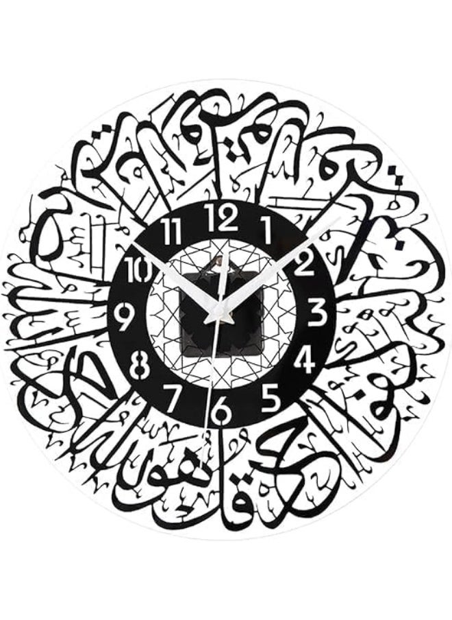 Decorhills Islamic Wall Clock Silent No Tick, Large 40cm Modern Black Wall Clock for Living Room, Bedroom, Office, Prayer Room, Elegant Home Decor, Easy to Hang, Stylish Arabic Numerals  - Image 1