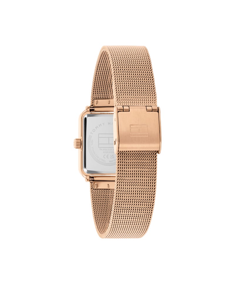 TOMMY HILFIGER Rectangle Analog Women'S Ionic Plated Rose Gold Steel And Crystals Case  Watch - Image 2