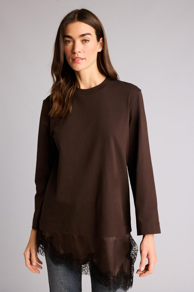 DeFacto Brown Woman Regular Fit Crew Neck Short Sleeve Tunic Casual - Image 3