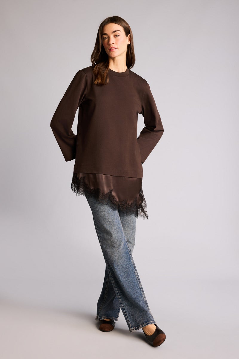 DeFacto Brown Woman Regular Fit Crew Neck Short Sleeve Tunic Casual - Image 2