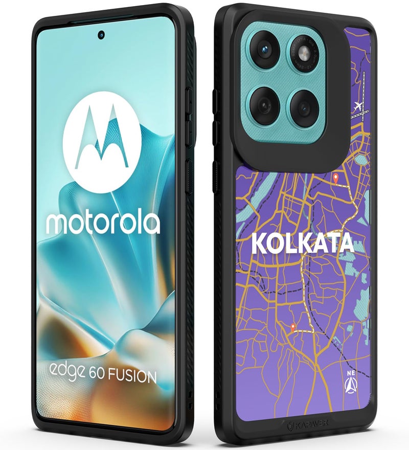 KAPAVER Impulse Back Cover Case Compatible for Motorola Edge 60 Fusion (PC + TPU) (GPS Kolkata), Multicolour - Image 1