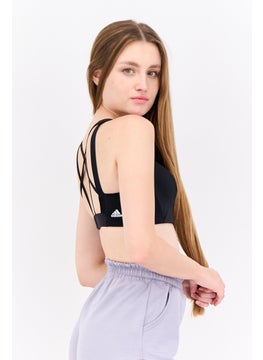 Adidas Women Brand Logo Padded Sports Bra, Black  - Image 2