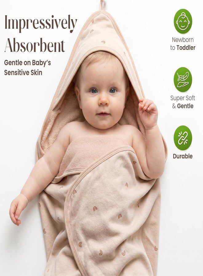 infancie Organic Hooded Baby Towels with Washcloths - 2 Hooded Towel (28x28 inches) & 2 Washcloth (10x10 inches) - Ultra Soft, Absorbent & Cozy Cotton Bath Towels for Newborns and Infants - Image 2
