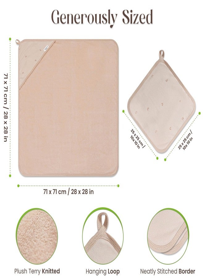 infancie Organic Hooded Baby Towels with Washcloths - 2 Hooded Towel (28x28 inches) & 2 Washcloth (10x10 inches) - Ultra Soft, Absorbent & Cozy Cotton Bath Towels for Newborns and Infants - Image 4