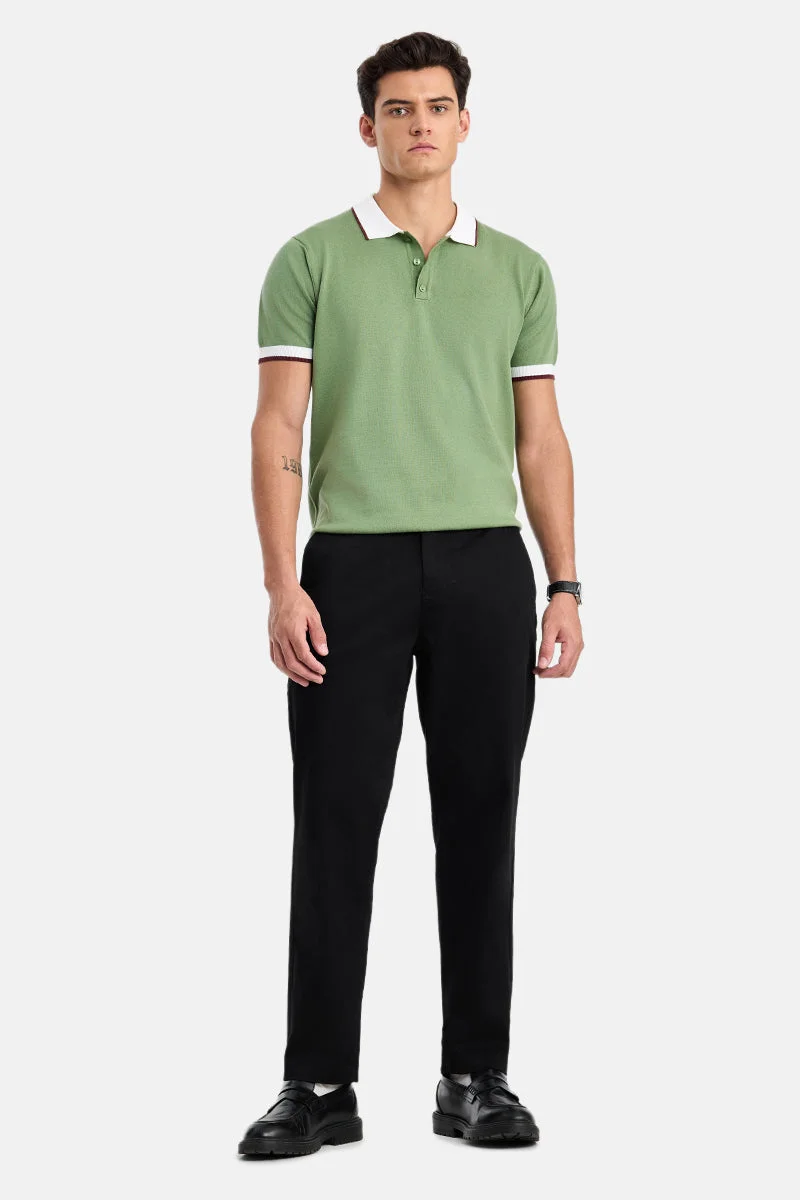 SNITCH Black Solid Relaxed Casual Chinos