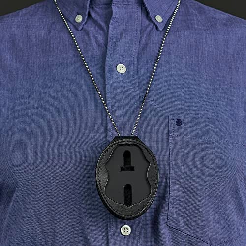 Perfect Fit Shield Wallets Perfect Fit CBP Badge Holder US Customs Border Control Eagle Shield Badge Clip Black Leather with Neck Chain (Cutout 587) - Image 2