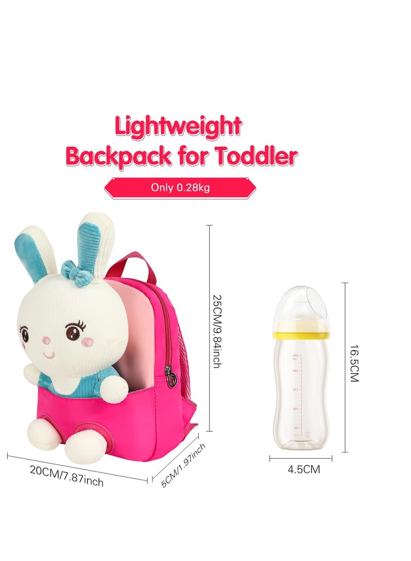 SOLARAE Lovely Toddler Backpack, Animal Stuffed Bunny Toy Kids Backpack, Suitable for Girls Preschool Shoulder Bag Gift - Image 5