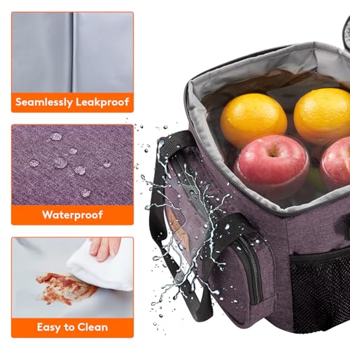 Lifewit Medium Lunch Bag Insulated Lunch Box Soft Cooler Cooling Tote for Adult Men Women, Purple 12-Can (9L) - Image 4