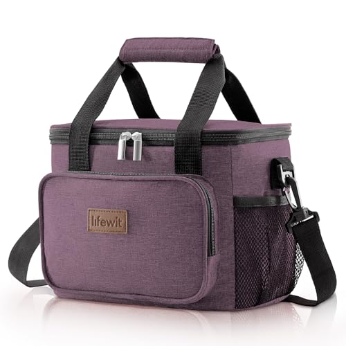 Lifewit Medium Lunch Bag Insulated Lunch Box Soft Cooler Cooling Tote for Adult Men Women, Purple 12-Can (9L) - Image 1