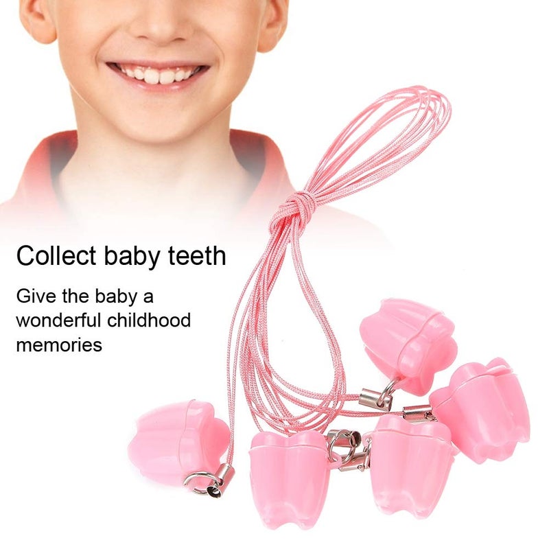 ANGGREK Milk Tooth Saver Necklaces, 5pcs Plastic Baby Milk Tooth Storage Box with Rope Tooth Saver Necklaces() - Image 3