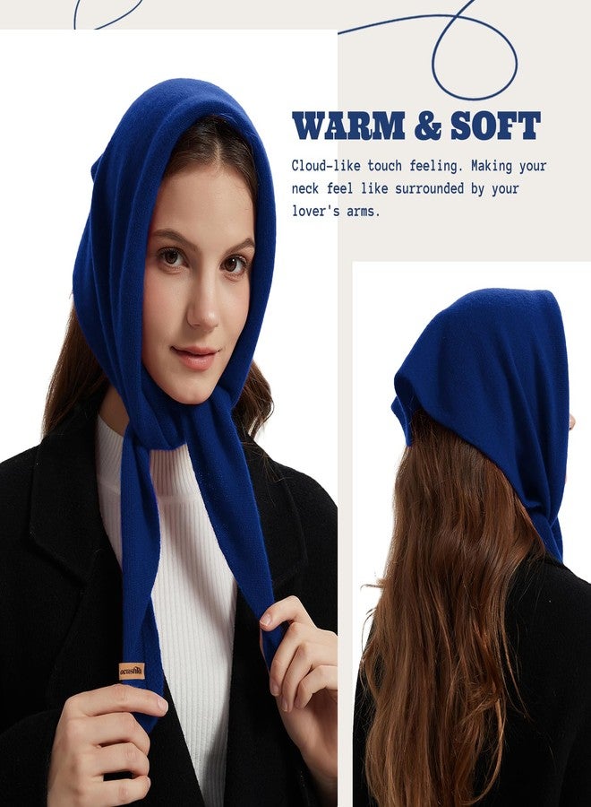 ACUSHLA Wool Triangle Scarf Knitted Triangle with Rice Grain Knitted Pattern in Solid Colors, Light Cloth Soft Many Color Combinations Light Scarf, Blue 10, 110cmX38cm - Image 3