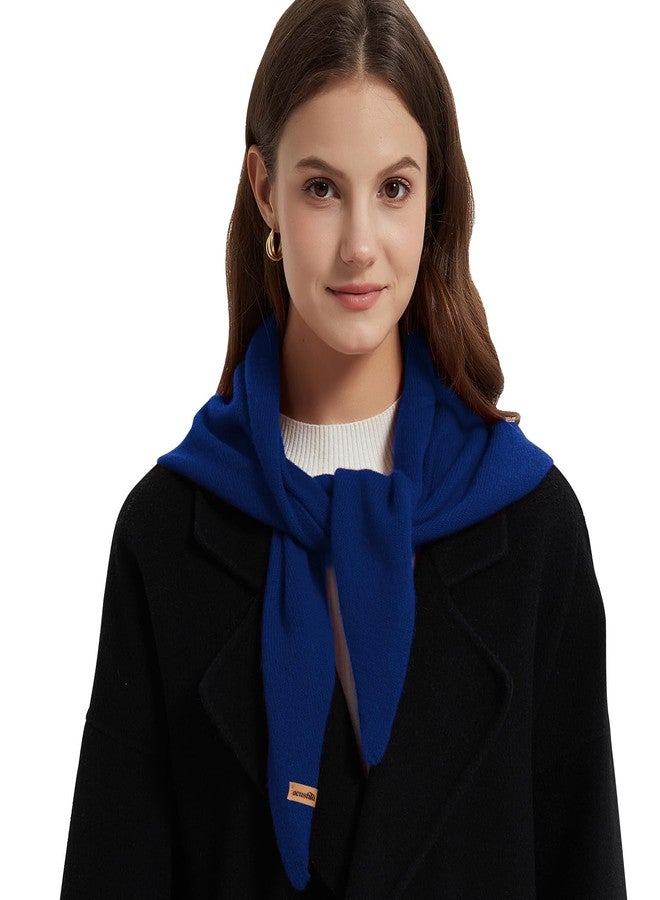 ACUSHLA Wool Triangle Scarf Knitted Triangle with Rice Grain Knitted Pattern in Solid Colors, Light Cloth Soft Many Color Combinations Light Scarf, Blue 10, 110cmX38cm - Image 1