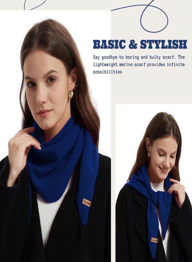 ACUSHLA Wool Triangle Scarf Knitted Triangle with Rice Grain Knitted Pattern in Solid Colors, Light Cloth Soft Many Color Combinations Light Scarf, Blue 10, 110cmX38cm - Image 2