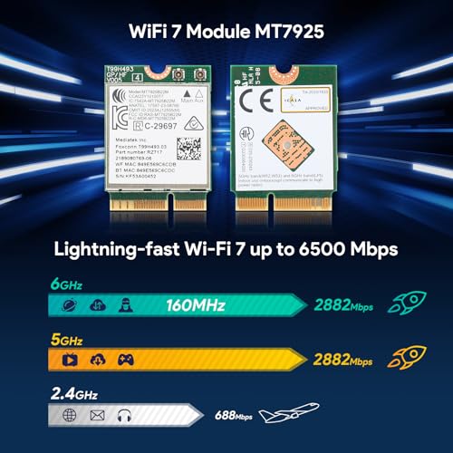 EDUP WiFi 7 M.2 Wireless Card for AMD/Intel Windows 11 (64-Bit), Bluetooth 5.4 Card BE6500 Tri-Band 6G/5G/2.4Ghz OFDMA 802.11be Wi-Fi 7 Network Card for Laptop PC, Also Support Linux Kernel 6.7+ - Image 3
