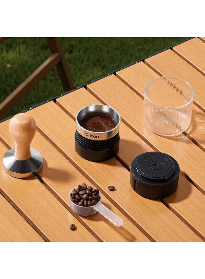 Cliton Portable Handheld Espresso Coffee Maker With Tamper, Powder Distributor, Stand, And Outdoor Camping Storage Set - Image 2