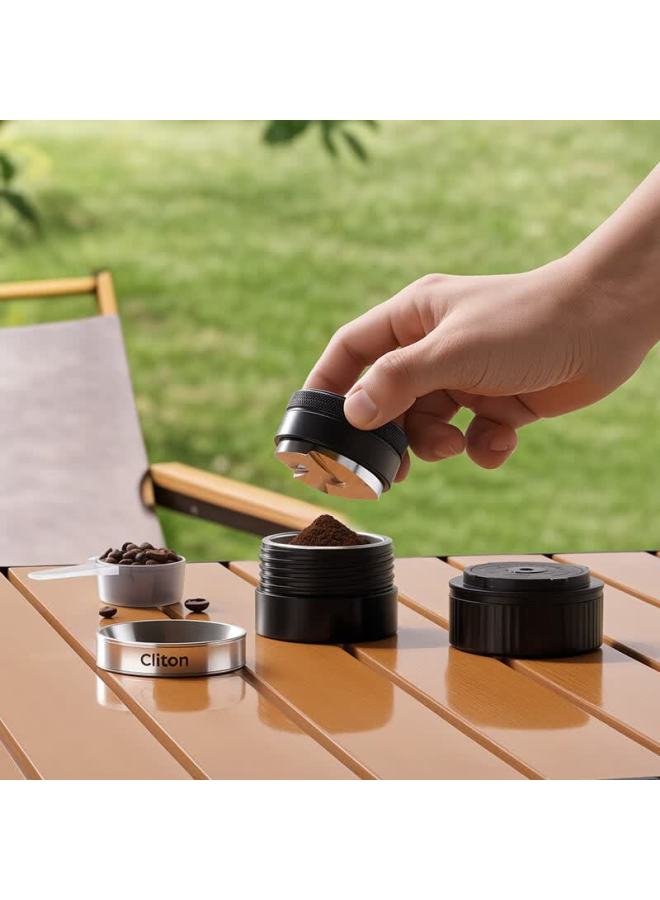 Cliton Portable Handheld Espresso Coffee Maker With Tamper, Powder Distributor, Stand, And Outdoor Camping Storage Set - Image 3