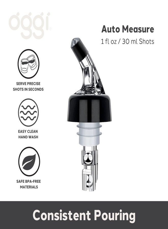 Oggi Automatic Measured Bottle Pourer Spout - Liquor Bottle Pourers Jigger Quick Shot Spirit Measure Pourer, 1 oz/ 30 ml (Clear, Black) - Image 2