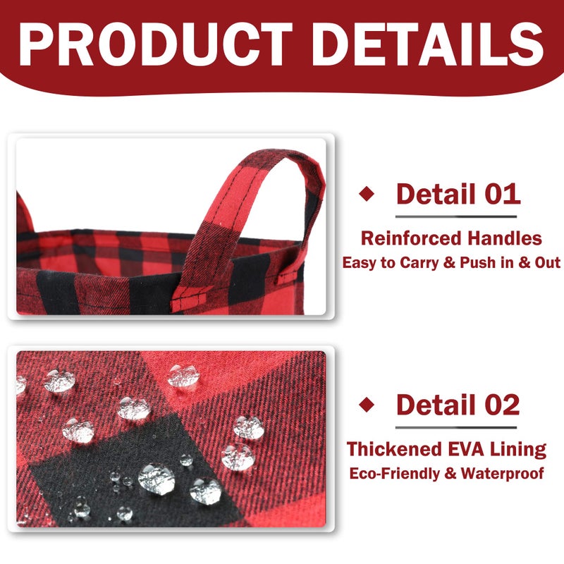 Kaaltisy Classic Buffalo Collapsible Basket  3 Pack Storage Basket Set Buffalo Plaid Shelf Basket Decorative Organizing Baskets for Toys  Clothes  Nursery  Closet  Home  Office  Red Black Grid - Image 3