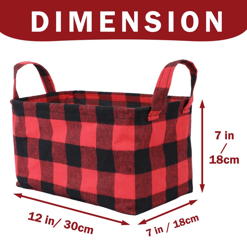 Kaaltisy Classic Buffalo Collapsible Basket  3 Pack Storage Basket Set Buffalo Plaid Shelf Basket Decorative Organizing Baskets for Toys  Clothes  Nursery  Closet  Home  Office  Red Black Grid - Image 2